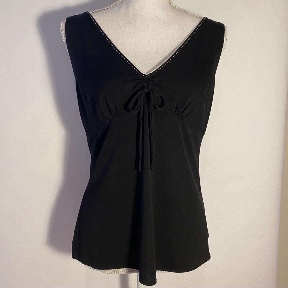 TAHARI Black Jersey Knit Tank Top Blouse
